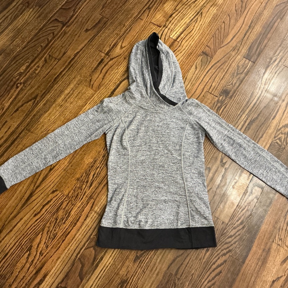 lululemon Gray Heather Hooded Pullover with Black Trim